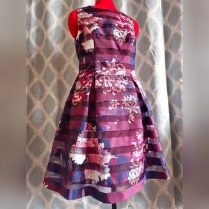 Vince Camuto Burgundy and Pink Floral Dress